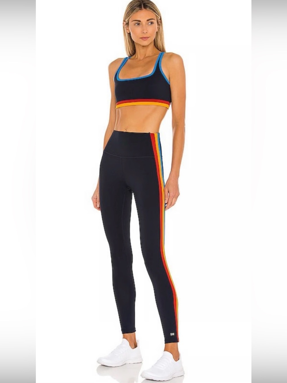 Splits59 Bianca Techflex Striped Bra Top+Legging Activewear/Sportswear Set, XS